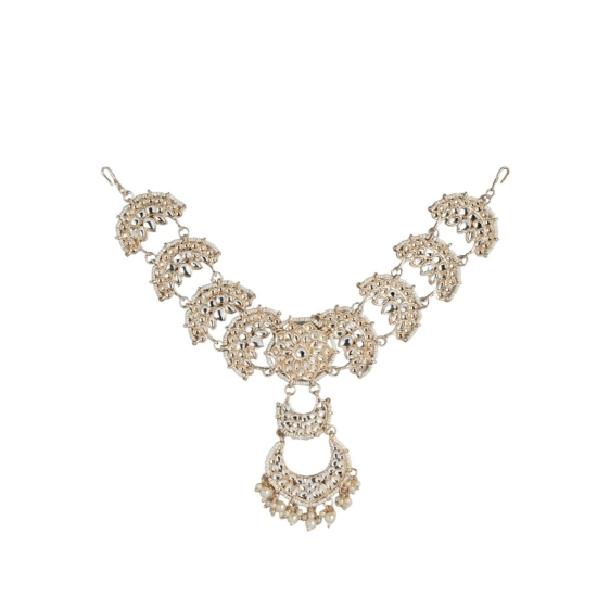 Generic Women's Rose Gold Plated Alloy Matha Patti (White)