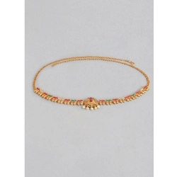 Generic Women's Rose Gold Plated Alloy Hip Belt Kamarband (Red &amp; Green)