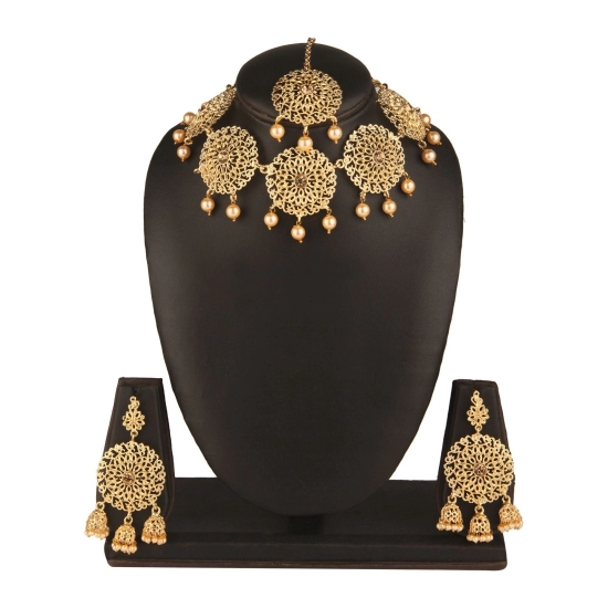 Generic Women's Rose Gold Plated Alloy Necklace &amp; Earings Set (Gold)