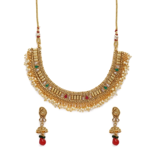 Generic Women's Rose Gold Plated Alloy Necklace &amp; Earings Set (Multicolor)