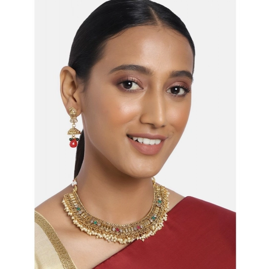 Generic Women's Rose Gold Plated Alloy Necklace &amp; Earings Set (Multicolor)