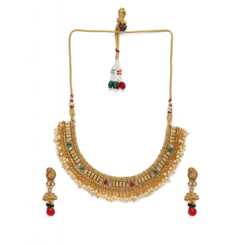 Generic Women's Rose Gold Plated Alloy Necklace &amp; Earings Set (Multicolor)