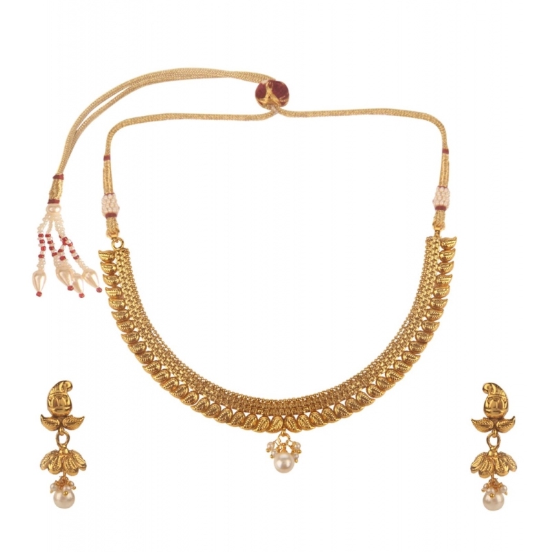 Generic Women's Rose Gold Plated Alloy Necklace &amp; Earings Set (Gold)