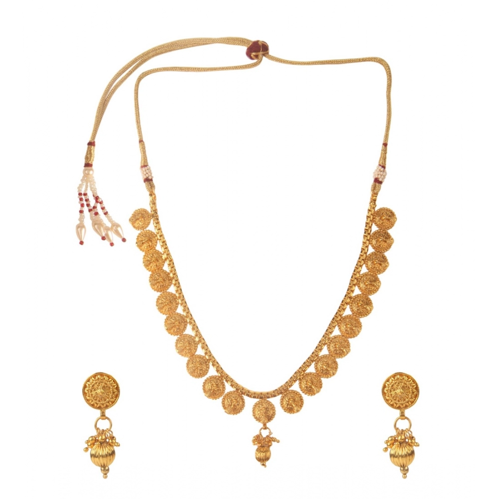 Women's Rose Gold Plated Alloy Necklace & Earings Set (Gold)