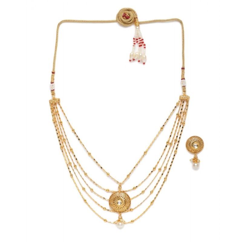 Generic Women's Rose Gold Plated Alloy Necklace &amp; Earings Set (Gold)