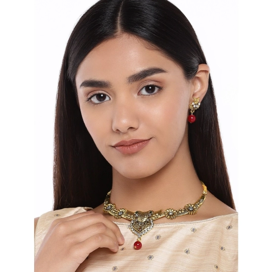 Generic Women's Rose Gold Plated Alloy Necklace & Earings Set (Multicolor) Generic Women's Rose Gold Plated Alloy Necklace & Earings Set (Multicolor)