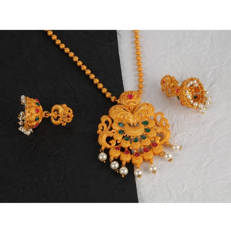 Generic Women's Rose Gold Plated Alloy Necklace &amp; Earings Set (Gold)