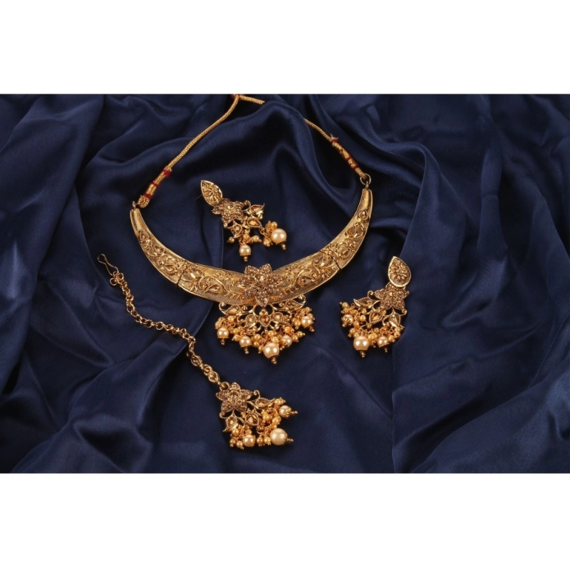 Generic Women's Rose Gold Plated Alloy Necklace &amp; Earings Set (Gold)