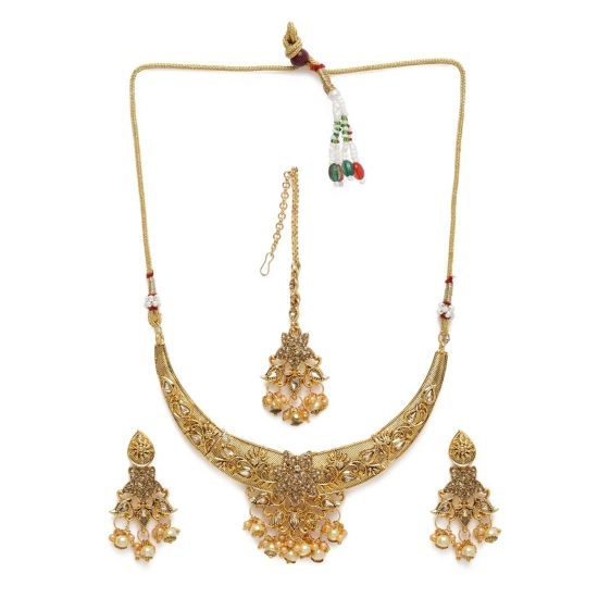 Generic Women's Rose Gold Plated Alloy Necklace & Earings Set (Gold) Generic Women's Rose Gold Plated Alloy Necklace & Earings Set (Gold)