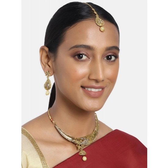 Generic Women's Rose Gold Plated Alloy Necklace & Earings Set (Gold) Generic Women's Rose Gold Plated Alloy Necklace & Earings Set (Gold)