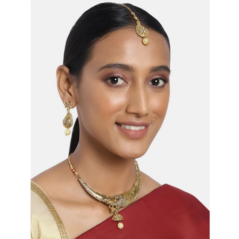 Generic Women's Rose Gold Plated Alloy Necklace &amp; Earings Set (Gold)