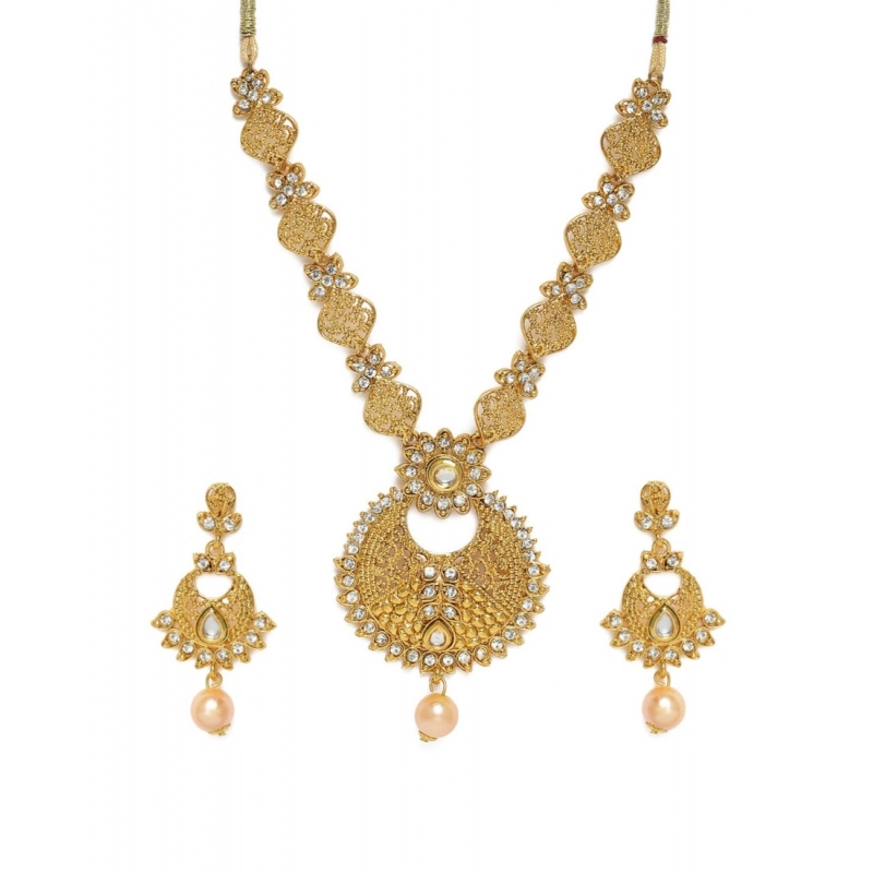 Generic Women's Rose Gold Plated Alloy Necklace &amp; Earings Set (Gold)