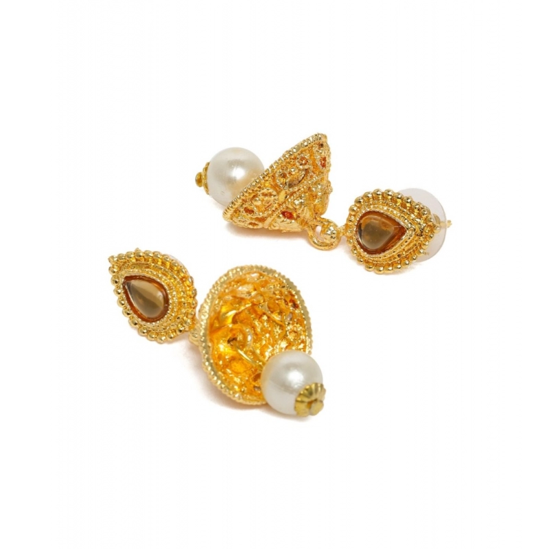 Generic Women's Rose Gold Plated Alloy Necklace &amp; Earings Set (Gold)