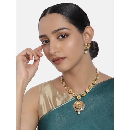 Generic Women's Rose Gold Plated Alloy Necklace & Earings Set (Gold) Generic Women's Rose Gold Plated Alloy Necklace & Earings Set (Gold)