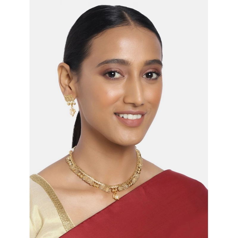 Generic Women's Rose Gold Plated Alloy Necklace &amp; Earings Set (Gold)