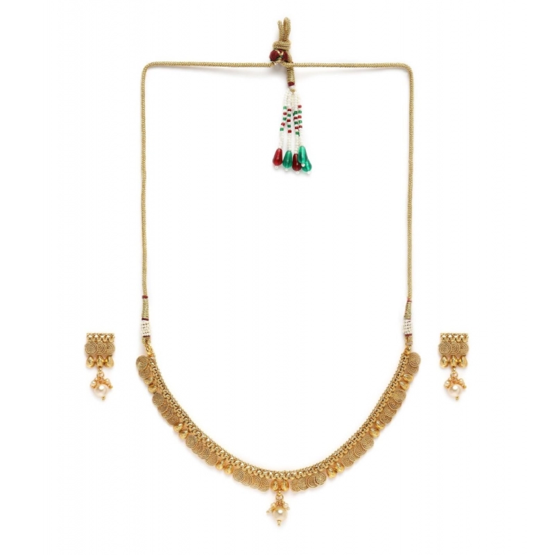 Generic Women's Rose Gold Plated Alloy Necklace &amp; Earings Set (Gold)