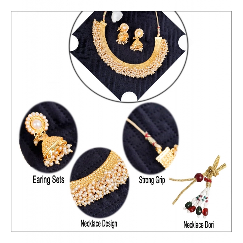 Generic Women's Rose Gold Plated Alloy Necklace &amp; Earings Set (Gold)