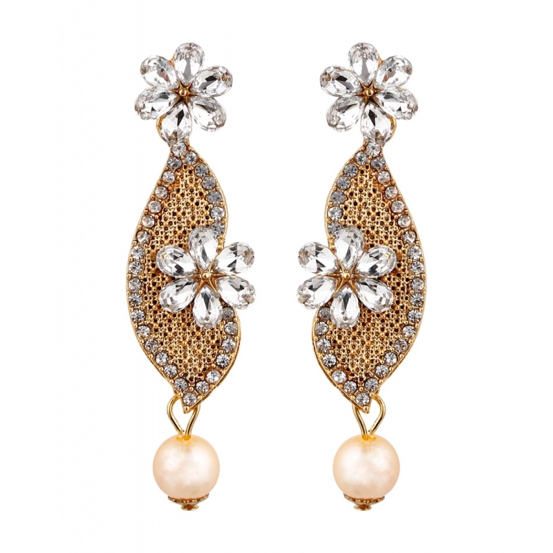 Generic Women's Rose Gold Plated Alloy Earrings (White)