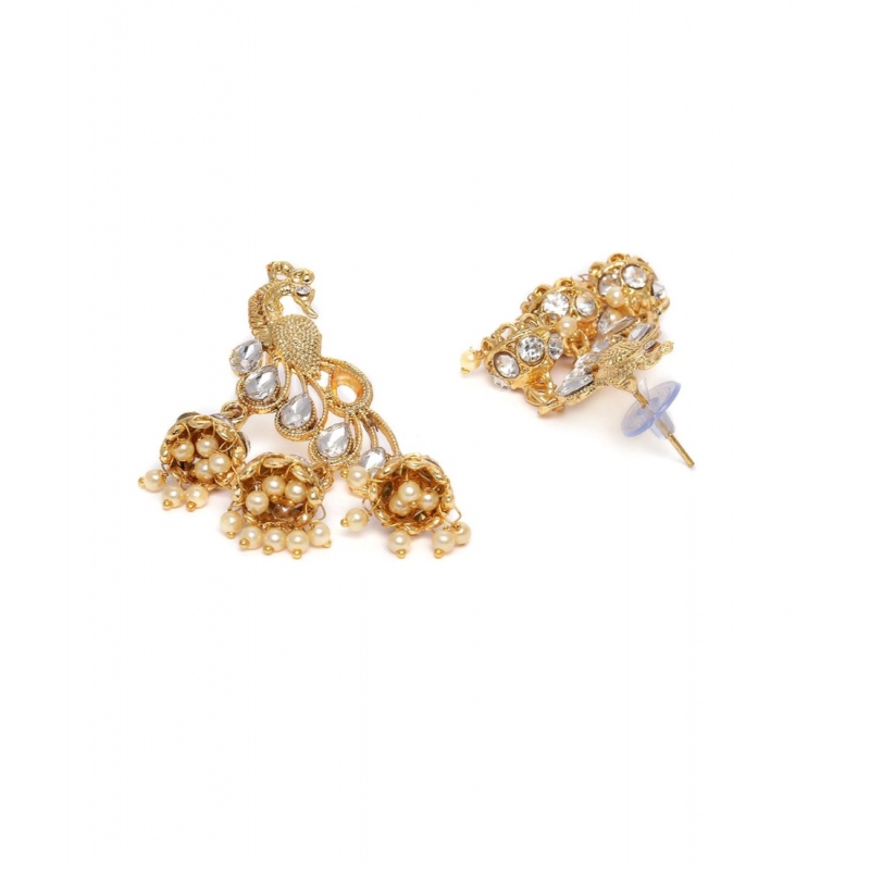 Generic Women's Rose Gold Plated Alloy Earrings (White)