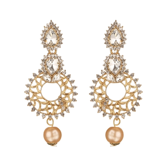 Generic Women's Rose Gold Plated Alloy Earrings (White)