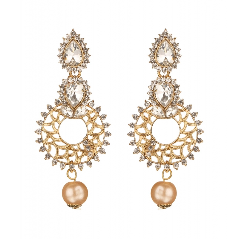 Generic Women's Rose Gold Plated Alloy Earrings (White)