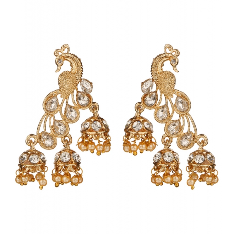 Generic Women's Rose Gold Plated Alloy Earrings (White)