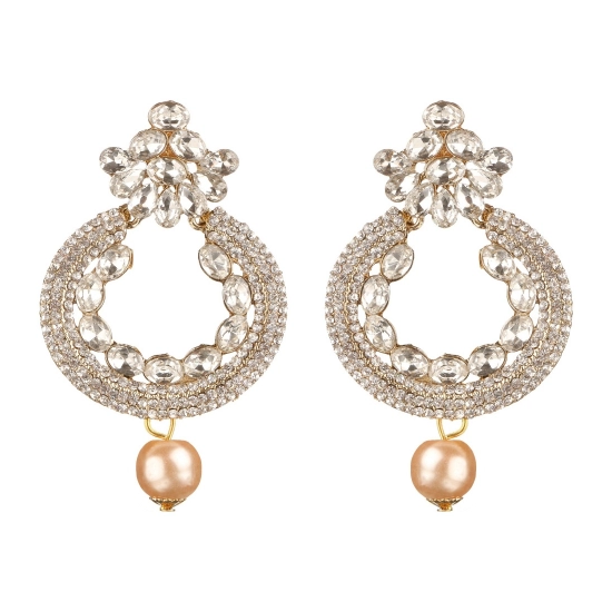 Generic Women's Rose Gold Plated Alloy Earrings (White)