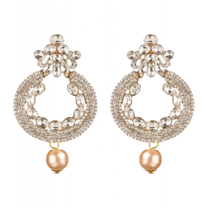 Generic Women's Rose Gold Plated Alloy Earrings (White)