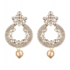 Generic Women's Rose Gold Plated Alloy Earrings (White)