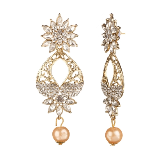 Generic Women's Rose Gold Plated Alloy Earrings (White)