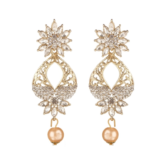 Generic Women's Rose Gold Plated Alloy Earrings (White)