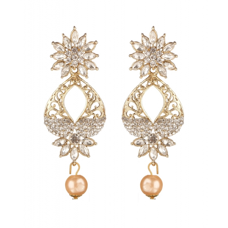 Generic Women's Rose Gold Plated Alloy Earrings (White)