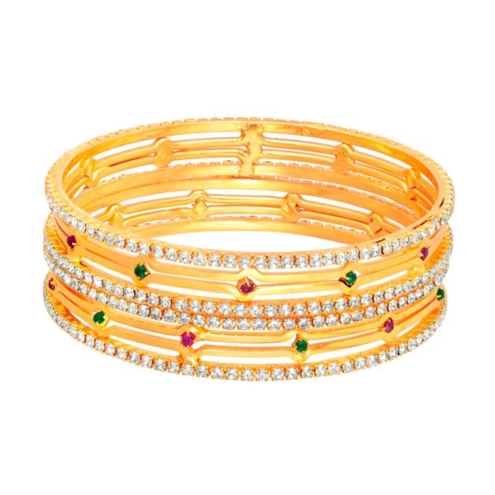 Generic Women's Rose Gold Plated Brass Stone Bangle (Red & Green , 2.4 Inch) Generic Women's Rose Gold Plated Brass Stone Bangle (Red & Green , 2.4 Inch)