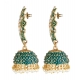 Generic Women's Rose Gold Plated Alloy Earrings (Green)