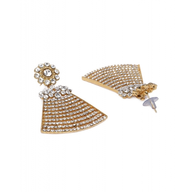 Generic Women's Rose Gold Plated Alloy Earrings (White)