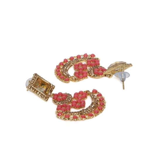 Generic Women's Rose Gold Plated Alloy Earrings (Gold &amp; Pink)