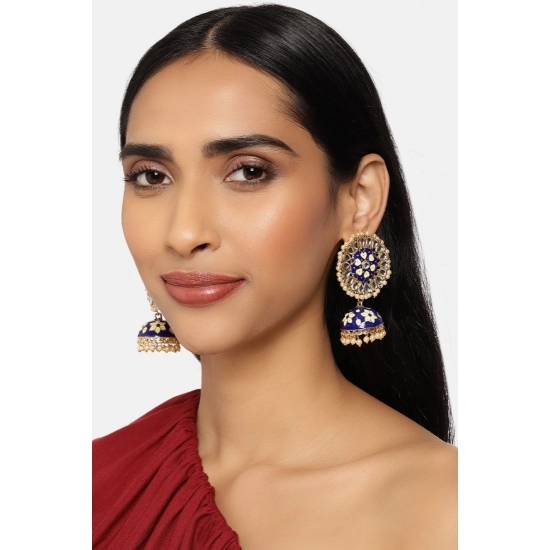 Generic Women's Rose Gold Plated Alloy Earrings (Blue)