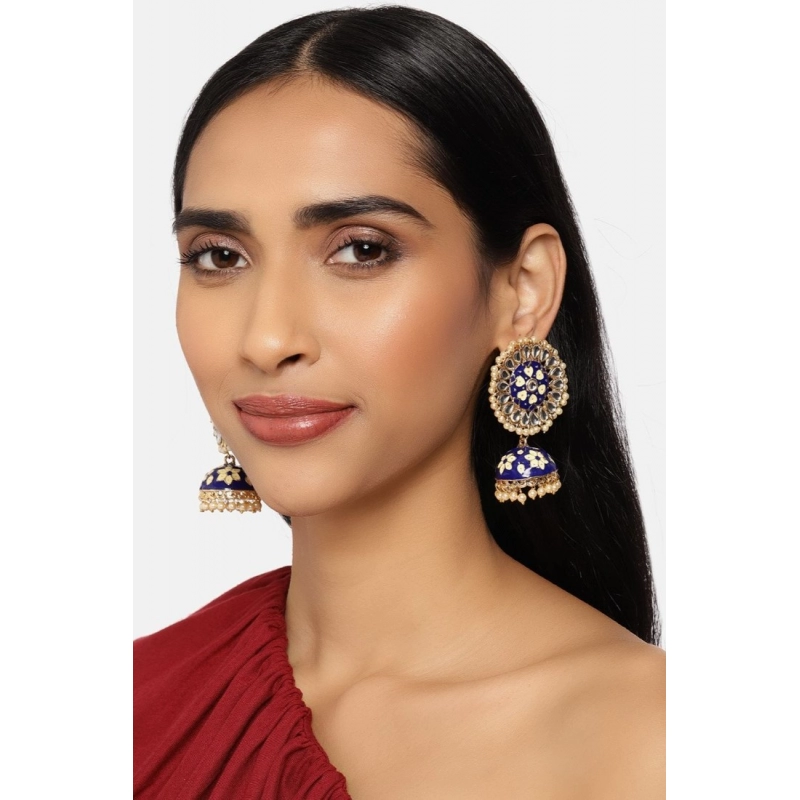 Generic Women's Rose Gold Plated Alloy Earrings (Blue)