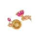Generic Women's Rose Gold Plated Alloy Earrings (Pink)