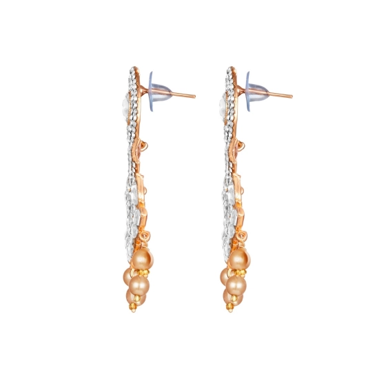 Generic Women's Rose Gold Plated Alloy Earrings (White)