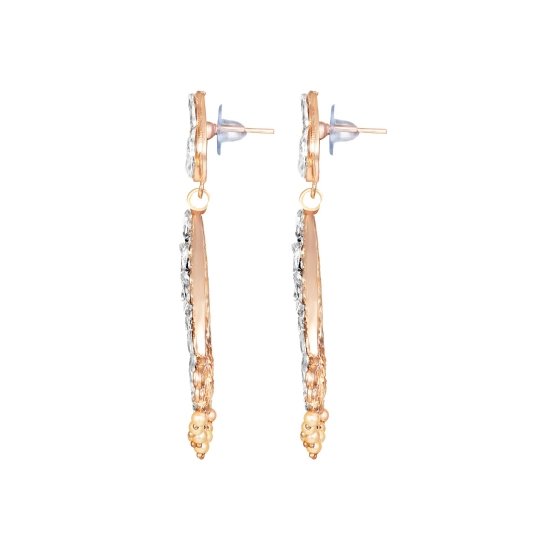 Generic Women's Rose Gold Plated Alloy Earrings (White)