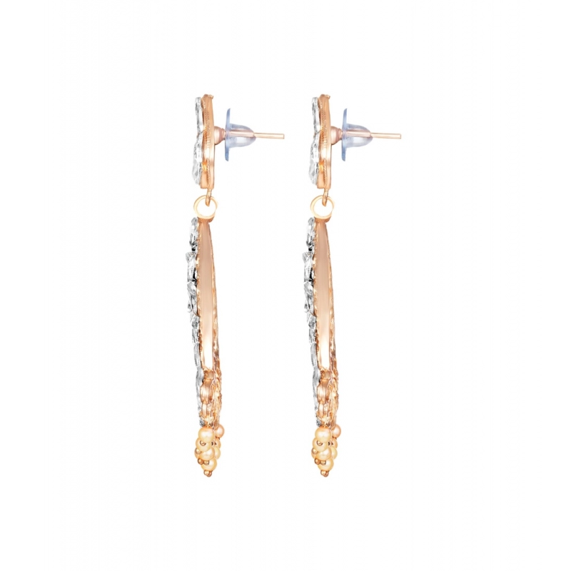 Generic Women's Rose Gold Plated Alloy Earrings (White)