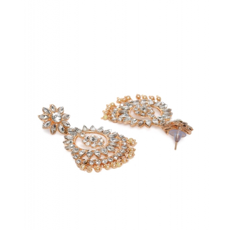 Generic Women's Rose Gold Plated Alloy Earrings (White)