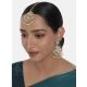 Generic Women's Rose Gold Plated Alloy Kundan Earrings &amp; Mangtikka (White)