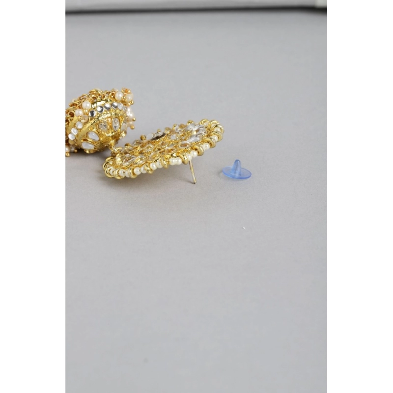 Generic Women's Rose Gold Plated Alloy Earrings (White)