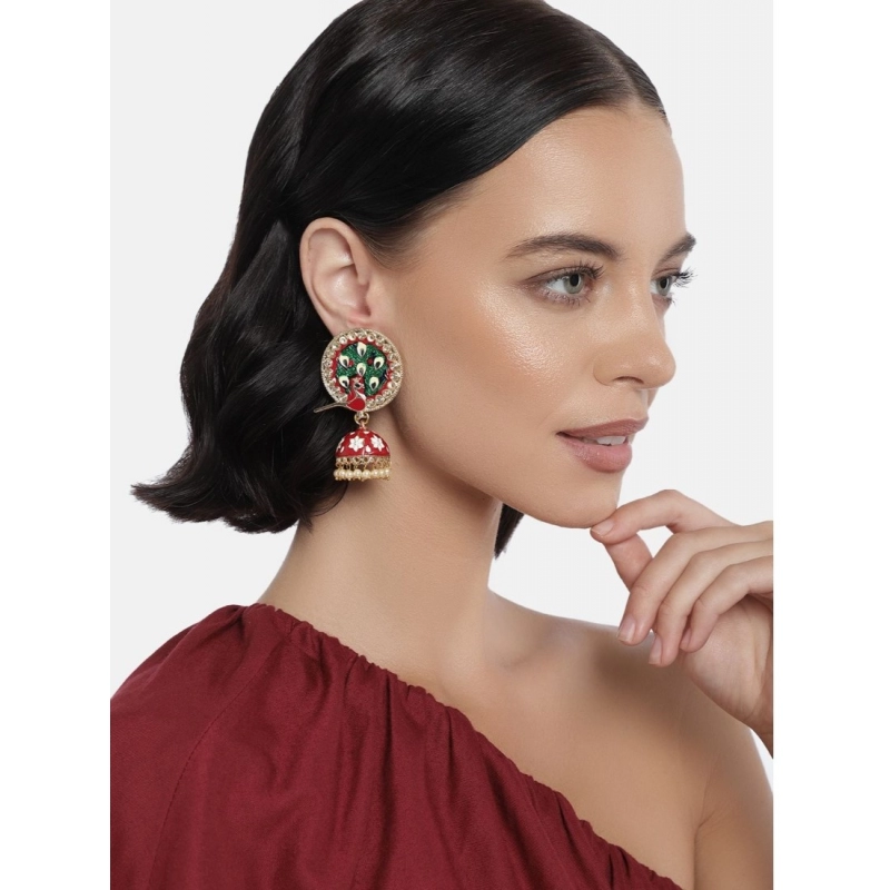 Generic Women's Rose Gold Plated Alloy Earrings (Maroon)