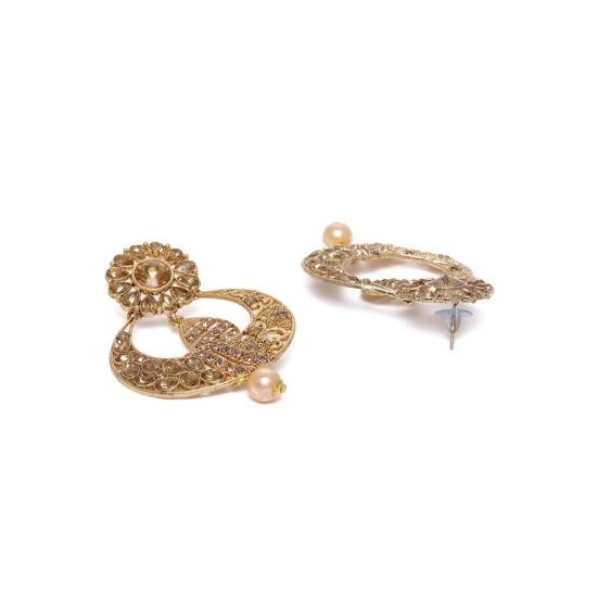 Generic Women's Rose Gold Plated Alloy Kundan Earrings & Mangtikka (Gold) Generic Women's Rose Gold Plated Alloy Kundan Earrings & Mangtikka (Gold)