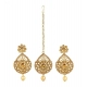 Generic Women's Rose Gold Plated Alloy Kundan Earrings &amp; Mangtikka (Gold)