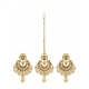 Generic Women's Rose Gold Plated Alloy Kundan Earrings &amp; Mangtikka (Gold)