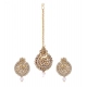 Generic Women's Rose Gold Plated Alloy Kundan Earrings &amp; Mangtikka (White)